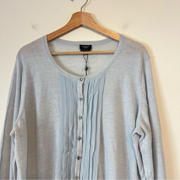 Talbots Italian Merino Wool Sweater Cardigan NEW Plus Size 2X Silk Trim - Picture 3 of 7